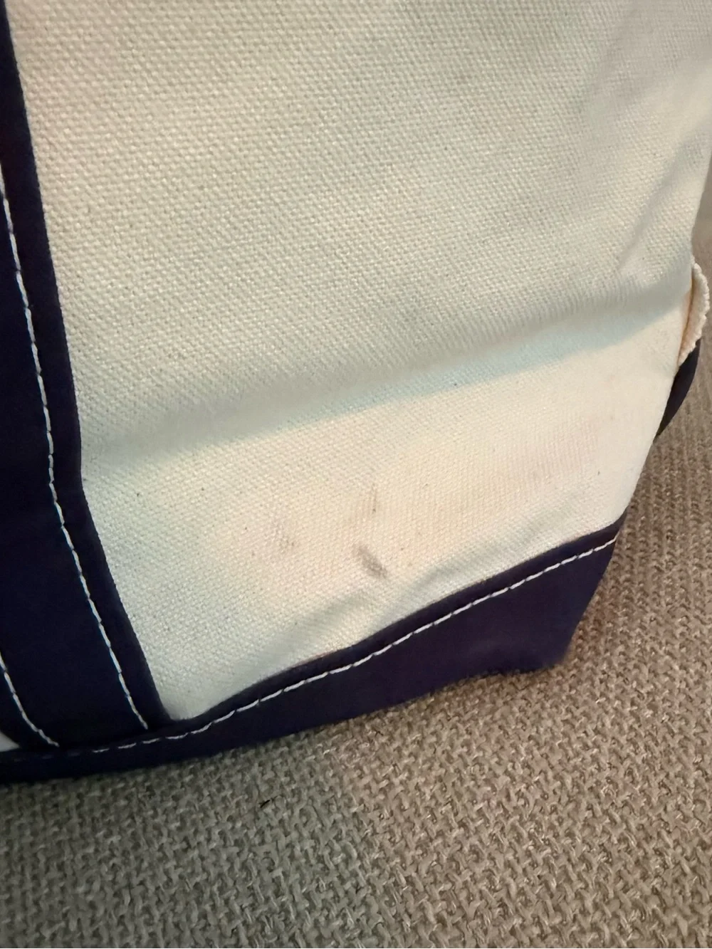 L.L. Bean Large Navy Canvas Tote with Monogram - Picture 2 of 10